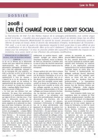 DROIT SOCIAL: 2008 : Un été chargé pour le droit social